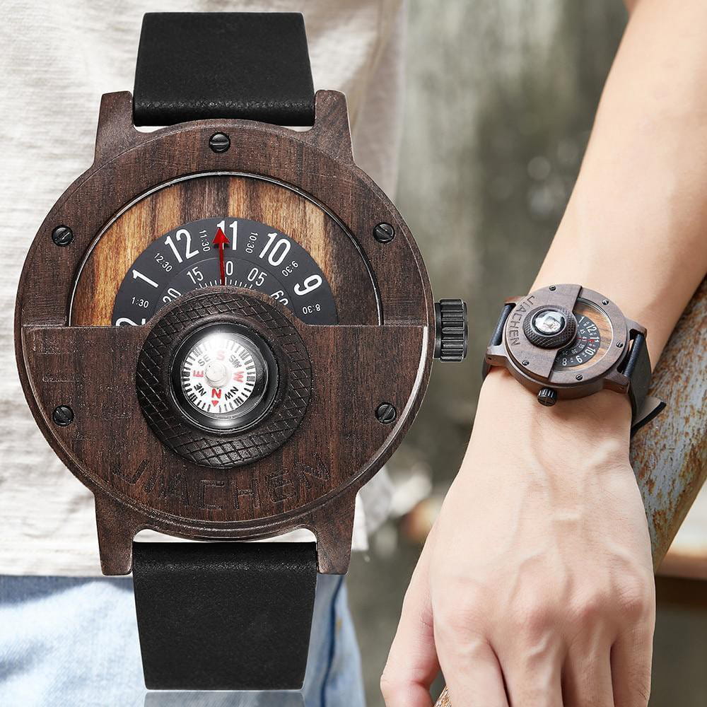 Creative Männer Holz - Leder Armband Uhr