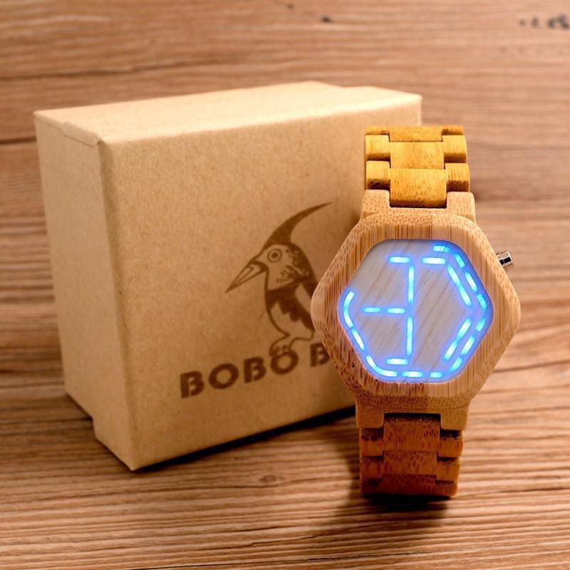 Bambolo - die LED Bambus Holz Uhr