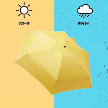 ELLA Mini Regenschirm ultraleichter Taschenschirm gelb kompakt UV Schutz PAMURA 